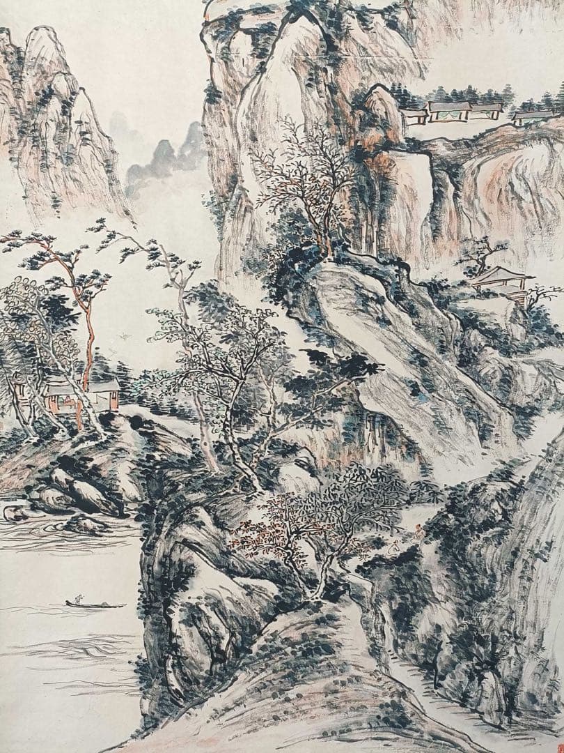 【黄宾虹】白岳纪游 中国画 掛け軸 水墨画 和室 玄関 茶室 壁掛け 美術品