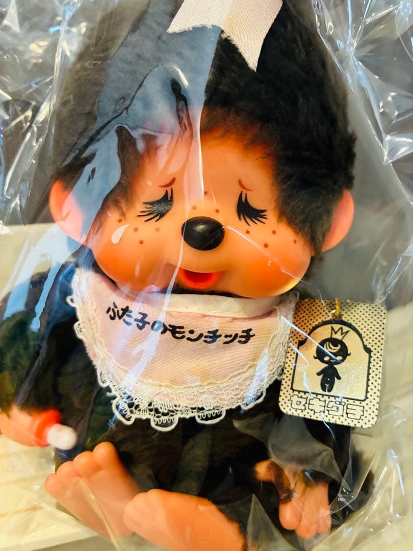 1974年ふた子のモンチッチ　金色の紙タグ付き　昭和レトロ 泣き顔ミニモンチッチ