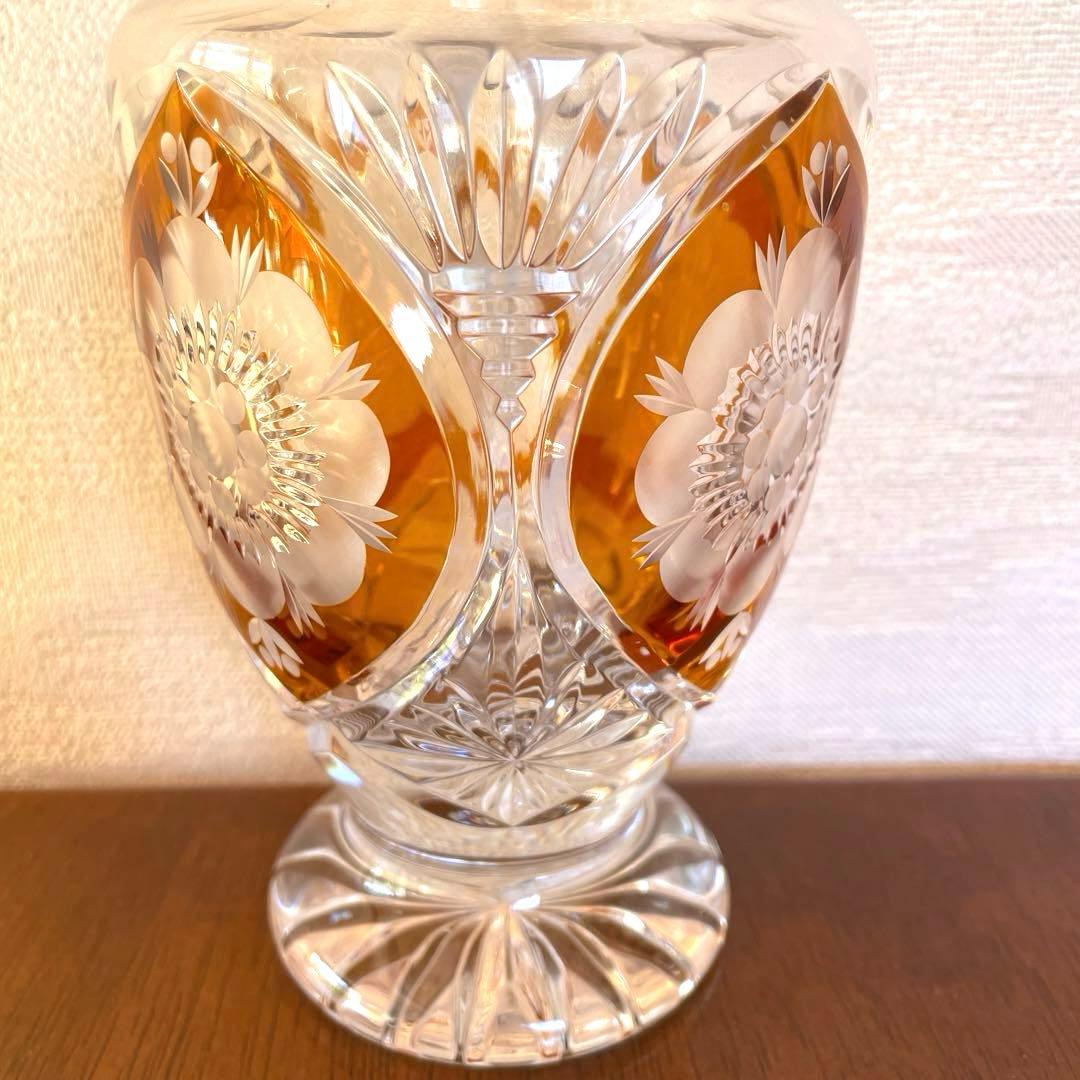 POLONIA ポロニア クリスタルガラス 花瓶 フラワーベース 切子