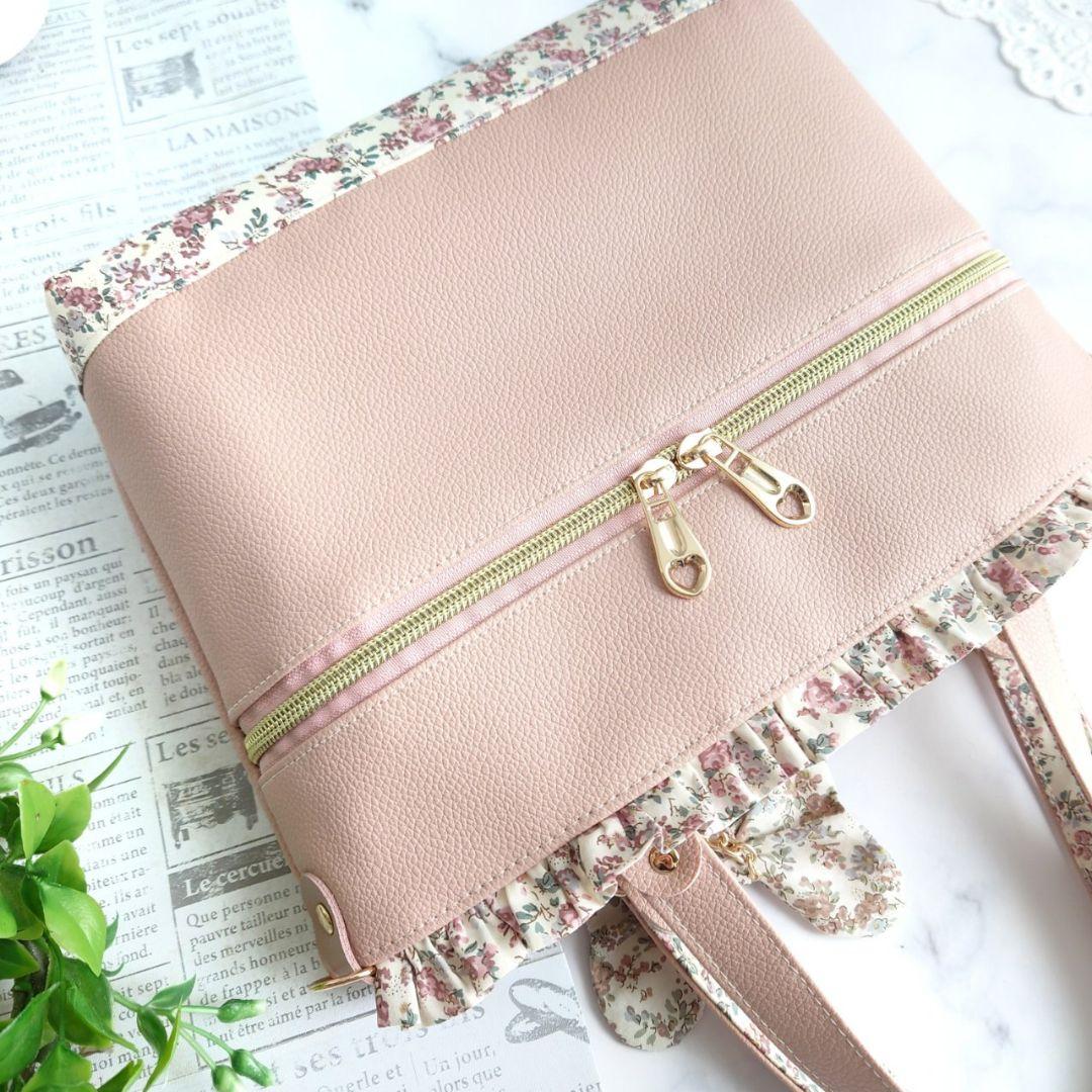 は*☆様 リバティ×フェイクレザー あおりポケット付きトートバッグ✩.*˚