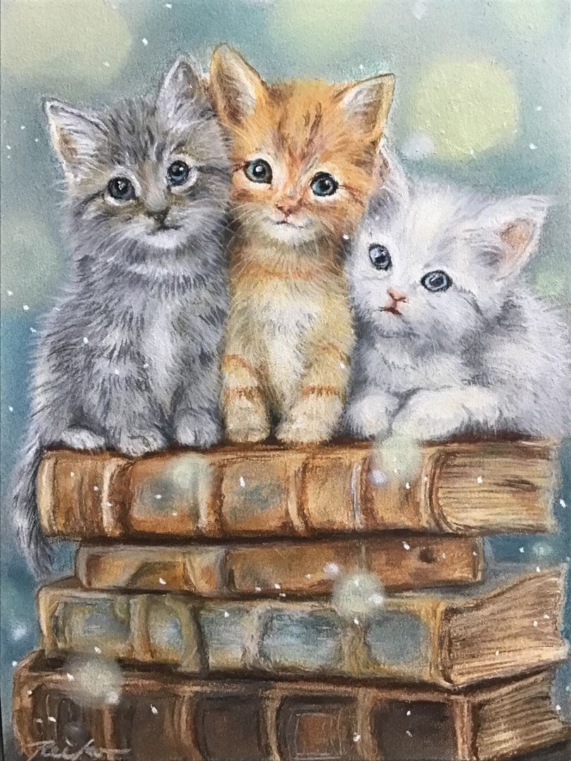 天使のクリスマス　絵画アート原画　パステル画