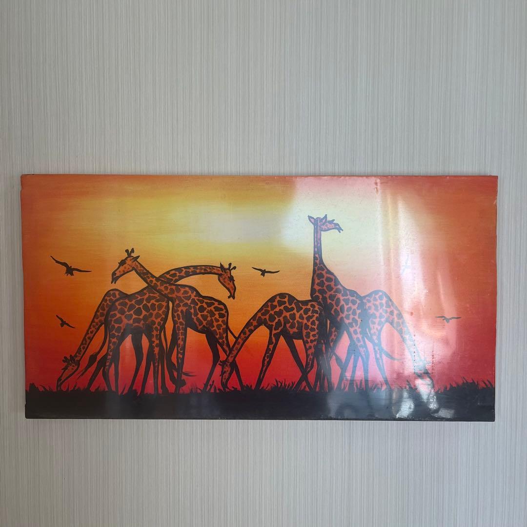 【レア】絵画　キャンバスアート　きりん　夕暮れ　おしゃれインテリア　綺麗　動物