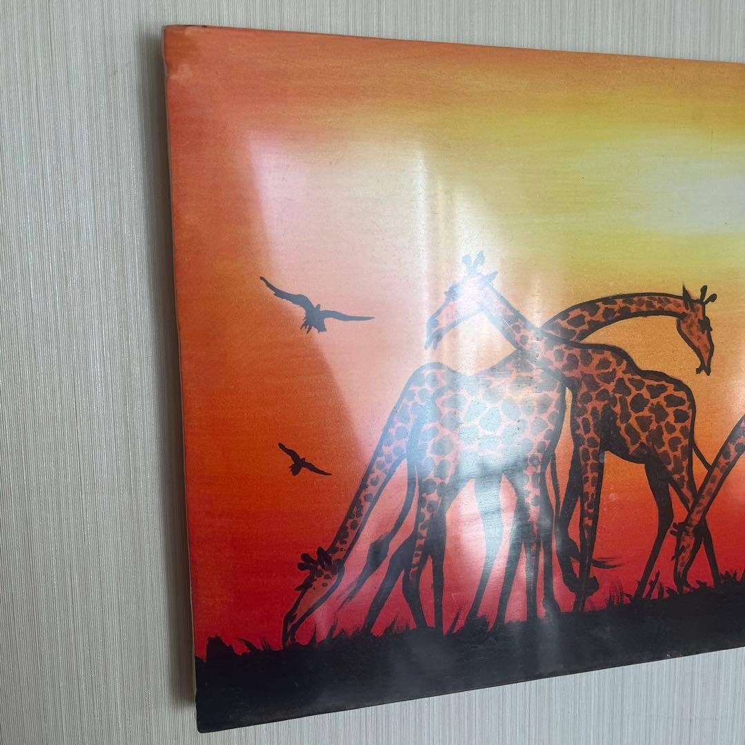 【レア】絵画　キャンバスアート　きりん　夕暮れ　おしゃれインテリア　綺麗　動物