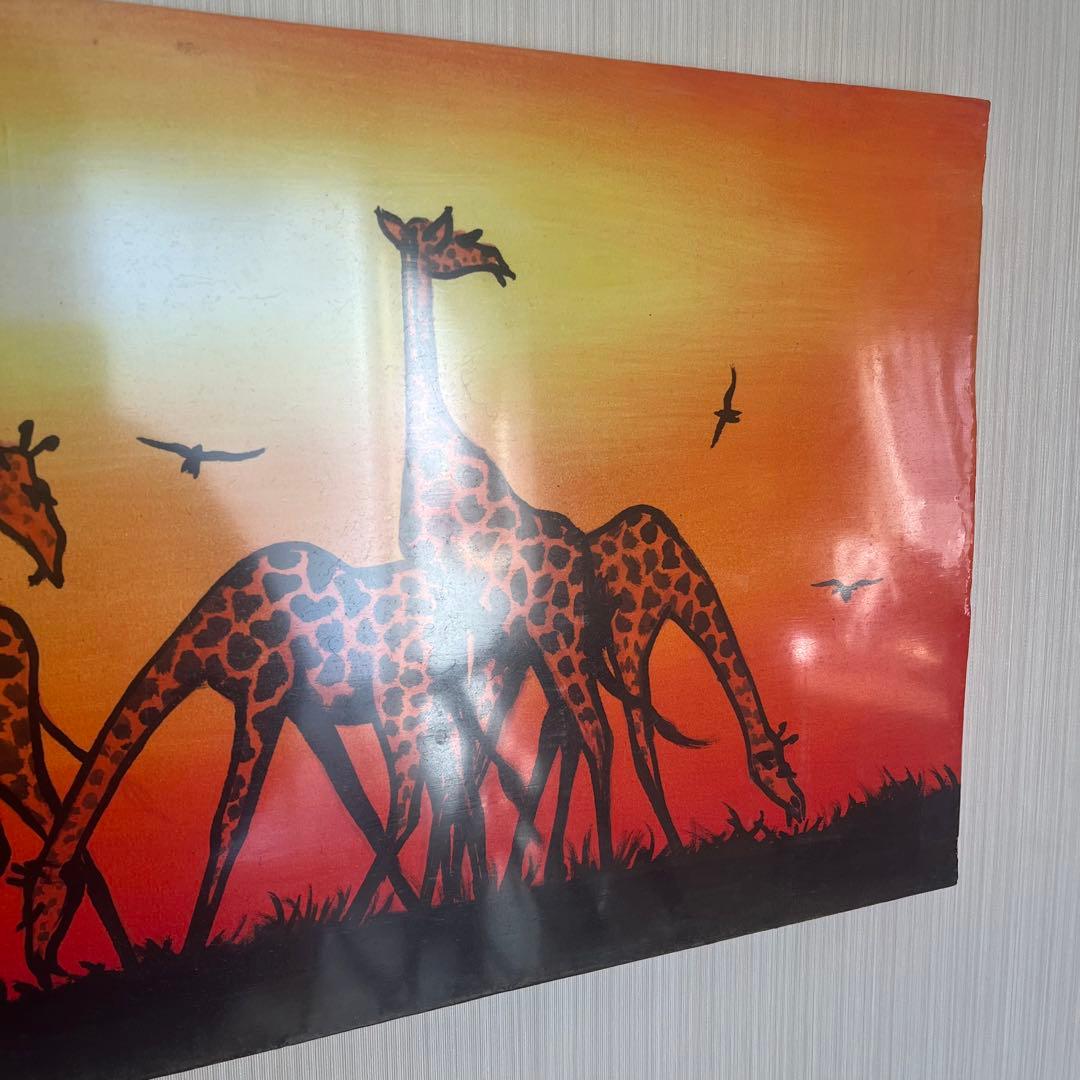 【レア】絵画　キャンバスアート　きりん　夕暮れ　おしゃれインテリア　綺麗　動物