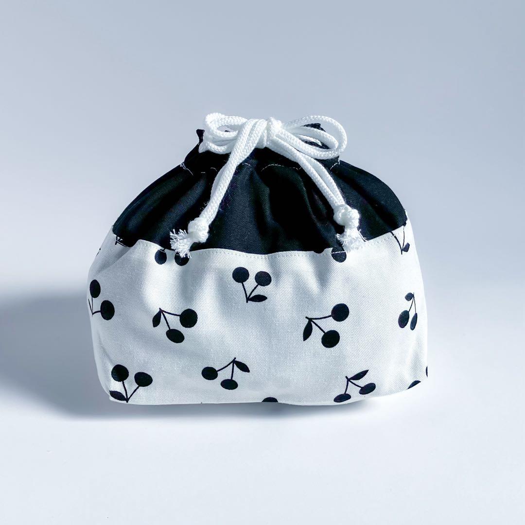 入園入学 7点セット モノトーン さくらんぼ柄 女の子 レッスンバッグ 上履き袋