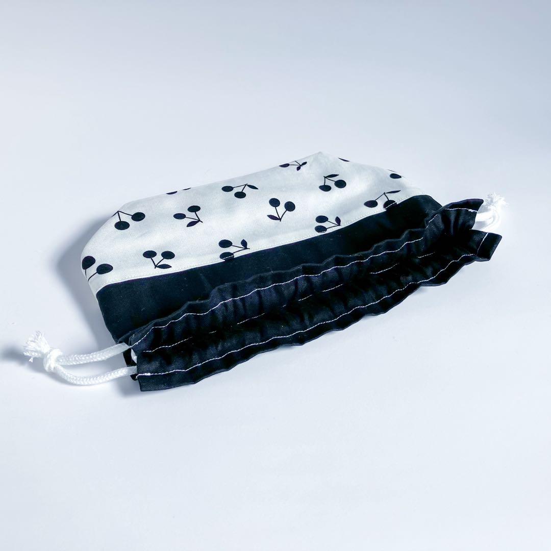 入園入学 7点セット モノトーン さくらんぼ柄 女の子 レッスンバッグ 上履き袋