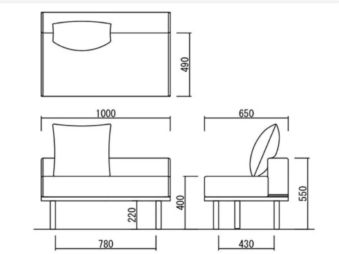 フライミー　Address グレーソファ クッション付き木製脚付き