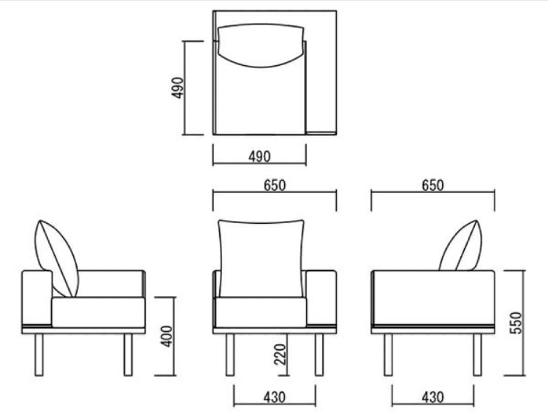フライミー　Address グレーソファ クッション付き木製脚付き