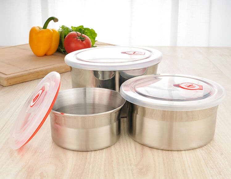 304ステンレスのお弁当箱の円形の保存容器密封スープの蓋付き保存容器