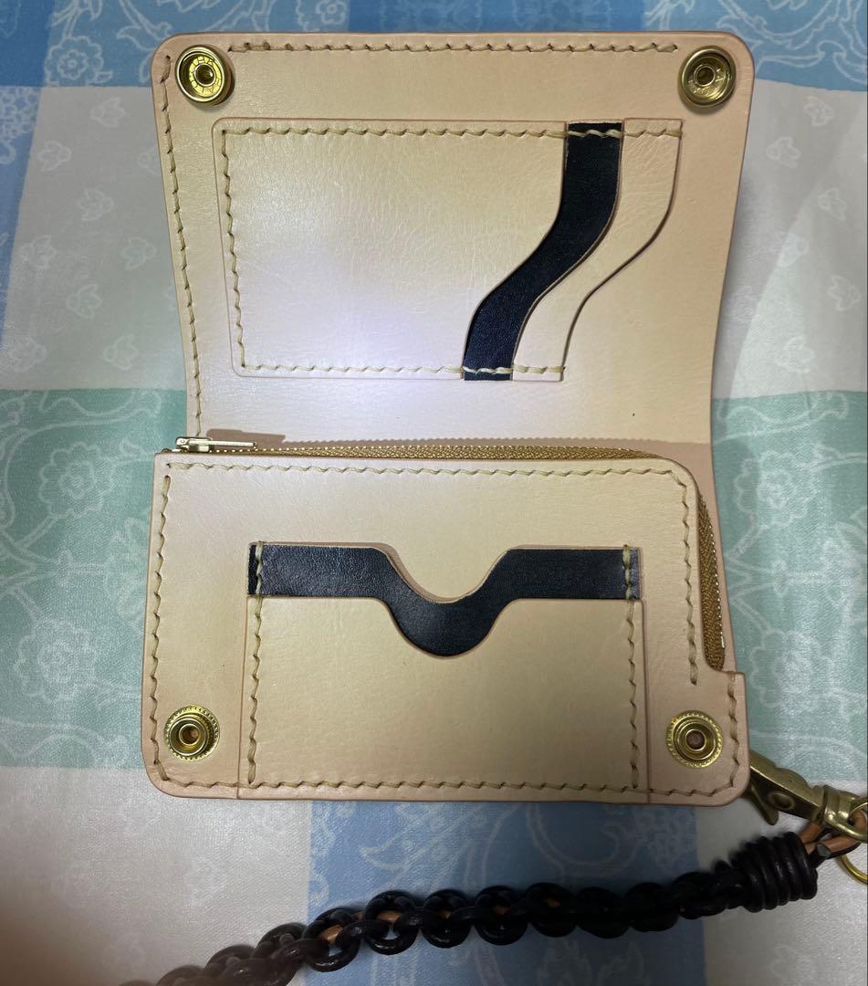 トラッカーウォレット　ミドルサイズ　お札楽々　黒ナチュラル　ウォレットロープ