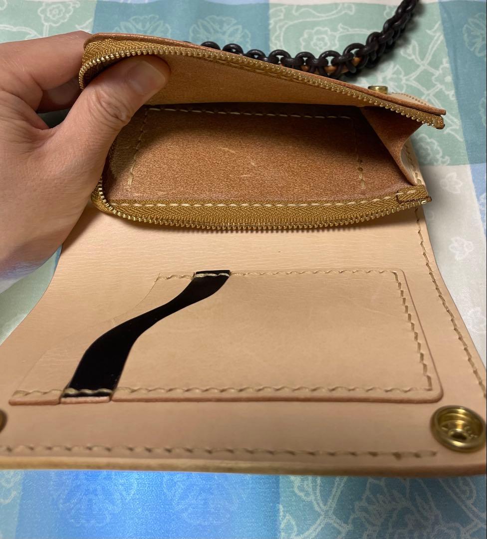 トラッカーウォレット　ミドルサイズ　お札楽々　黒ナチュラル　ウォレットロープ