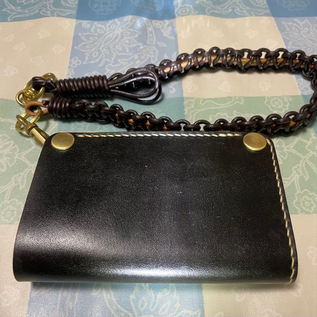 トラッカーウォレット　ミドルサイズ　お札楽々　黒ナチュラル　ウォレットロープ