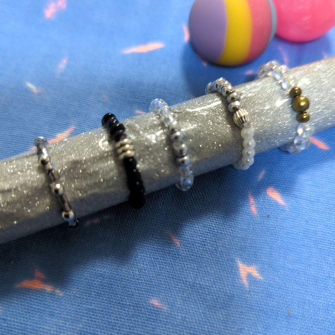 画面画面ハンドメイド にこちゃんスマイリーリング他指輪5点セット BB-51