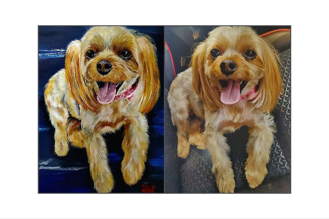 写真から ペット 絵画描きます アクリル画