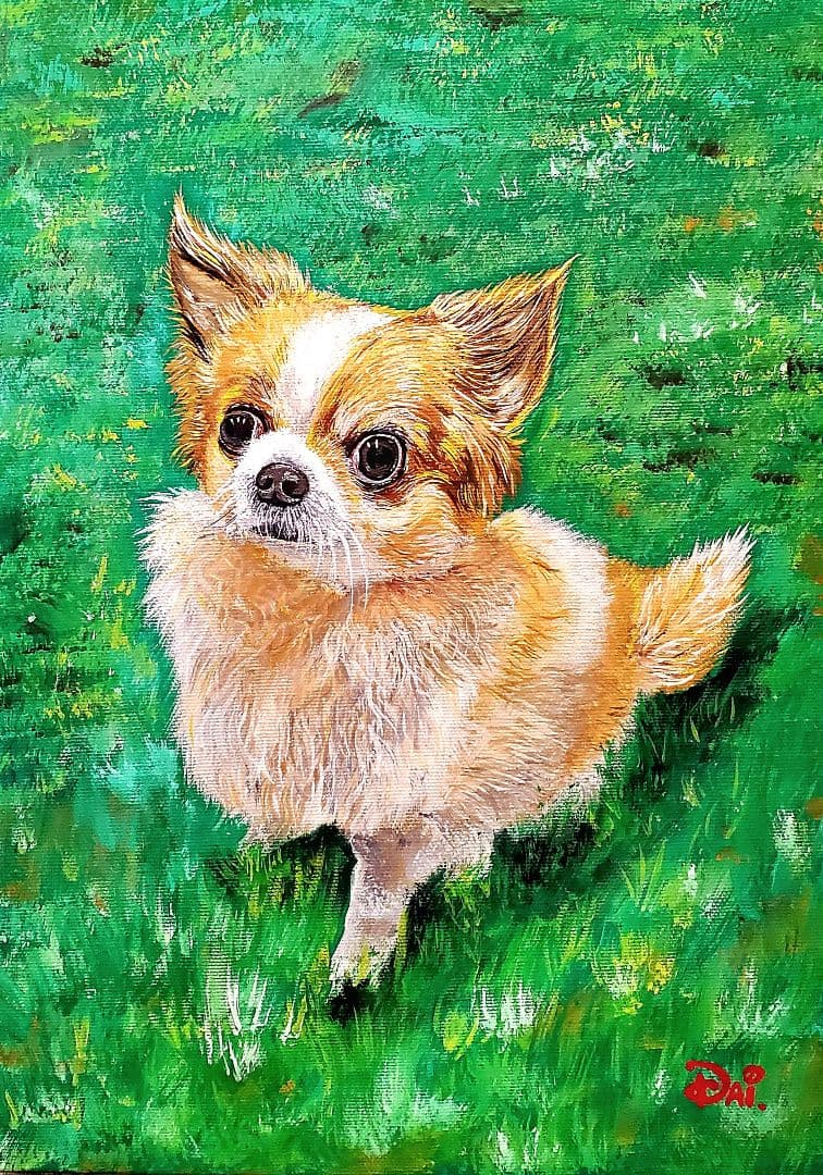 写真から ペット 絵画描きます アクリル画