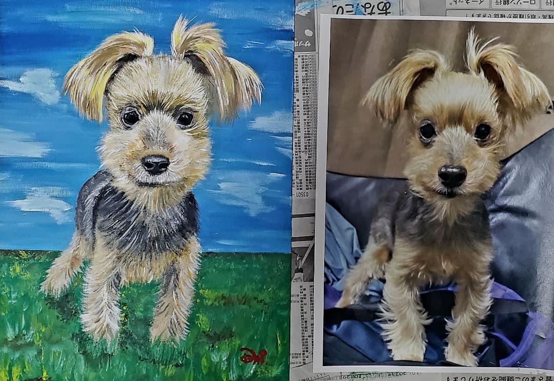 写真から ペット 絵画描きます アクリル画
