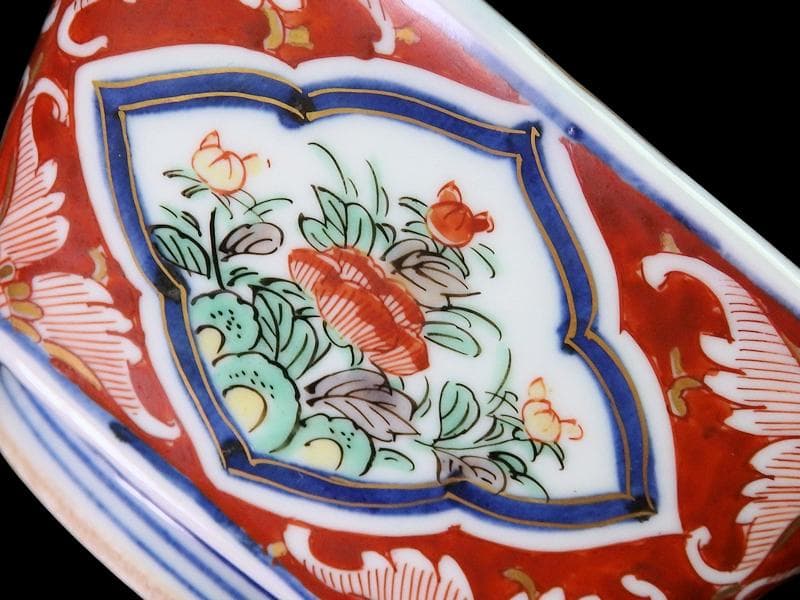 大聖寺伊万里　唐獅子牡丹の図　四方角向付　５客　N1114AS-CZy