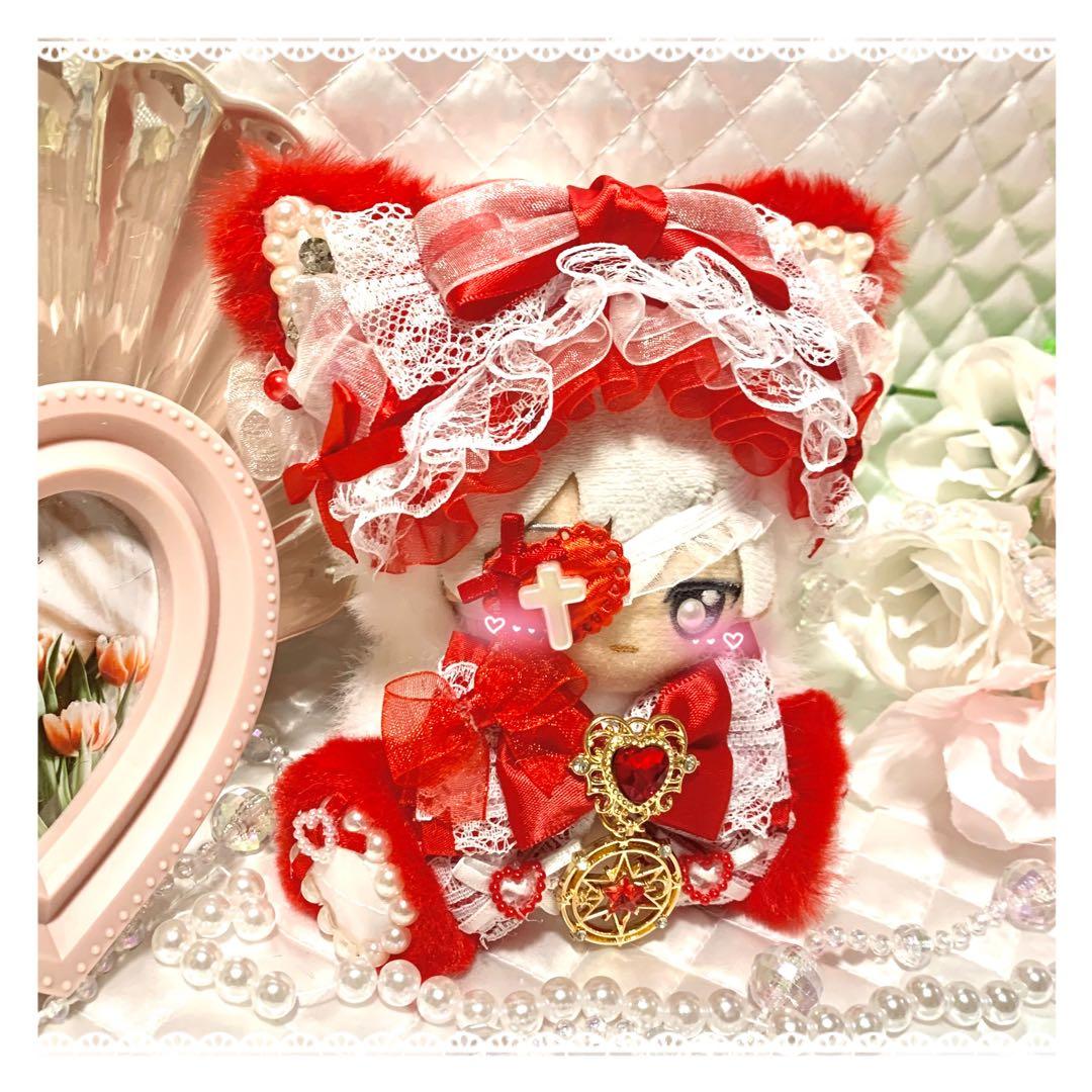 ❤︎おすわりぬい服　ぬい服　ちびぐるみ　11cm 赤　ねこちゃん❤︎｛O8｝