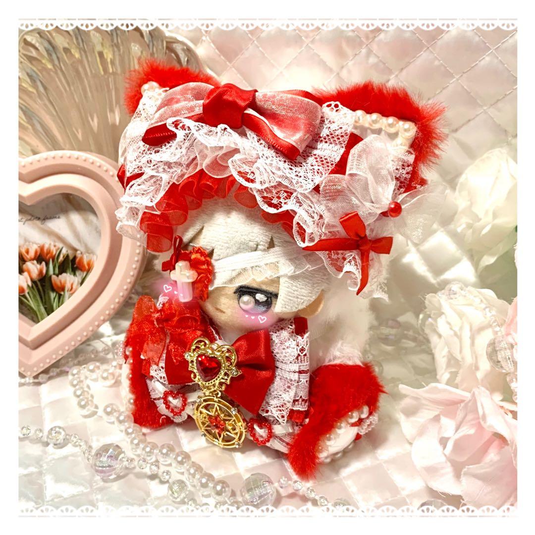 ❤︎おすわりぬい服　ぬい服　ちびぐるみ　11cm 赤　ねこちゃん❤︎｛O8｝