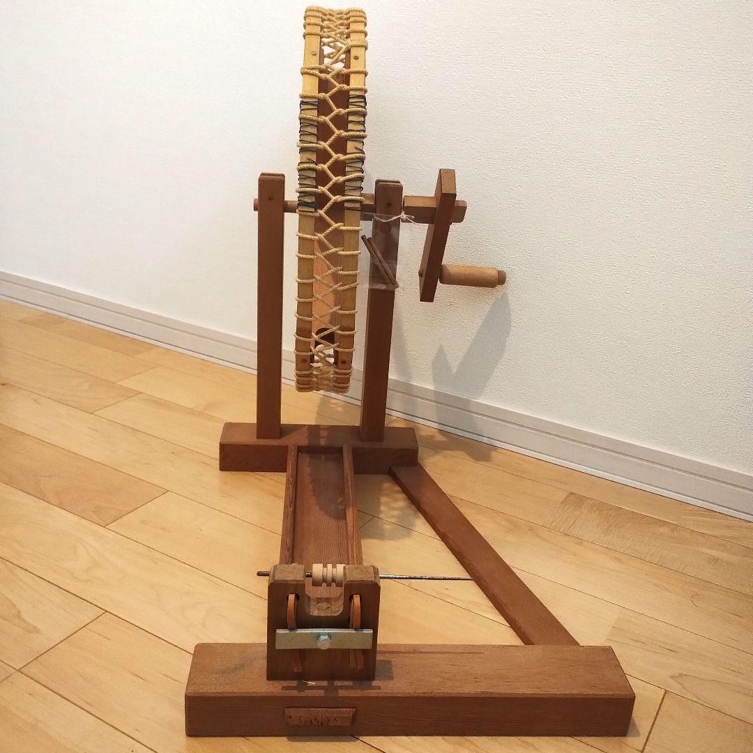 機織り　手織り　糸巻き　糸紡ぎ機　管巻き機　土台 ＆ 回転ハンドル付き