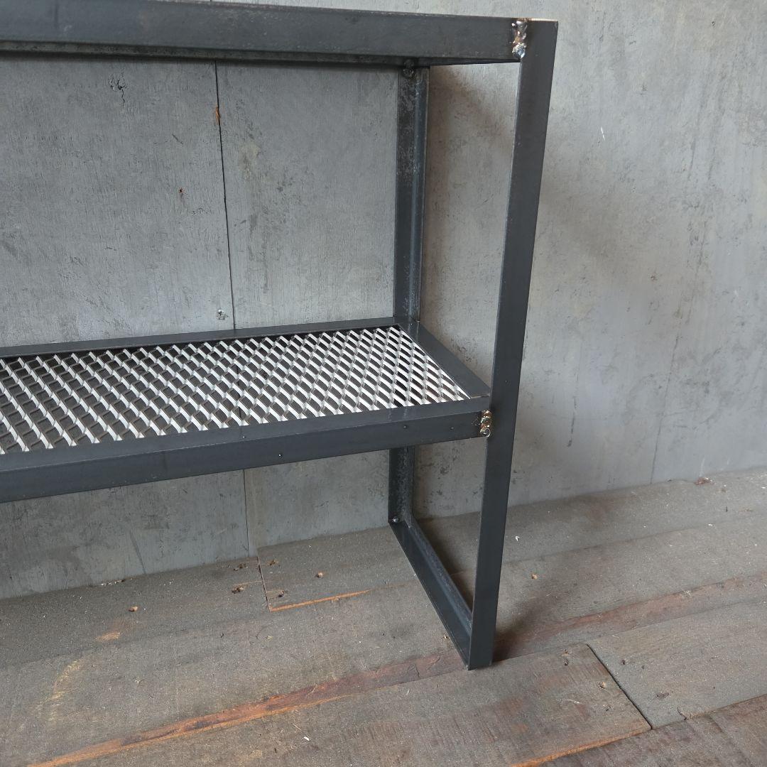 スチールラック メッシュデザイン 2段　シューズラック　エキスパンドメタル