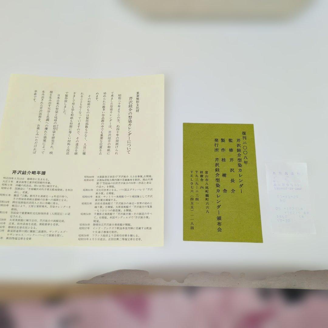 芹沢銈介型染め装丁カレンダー、２００８年版、12枚揃いです。