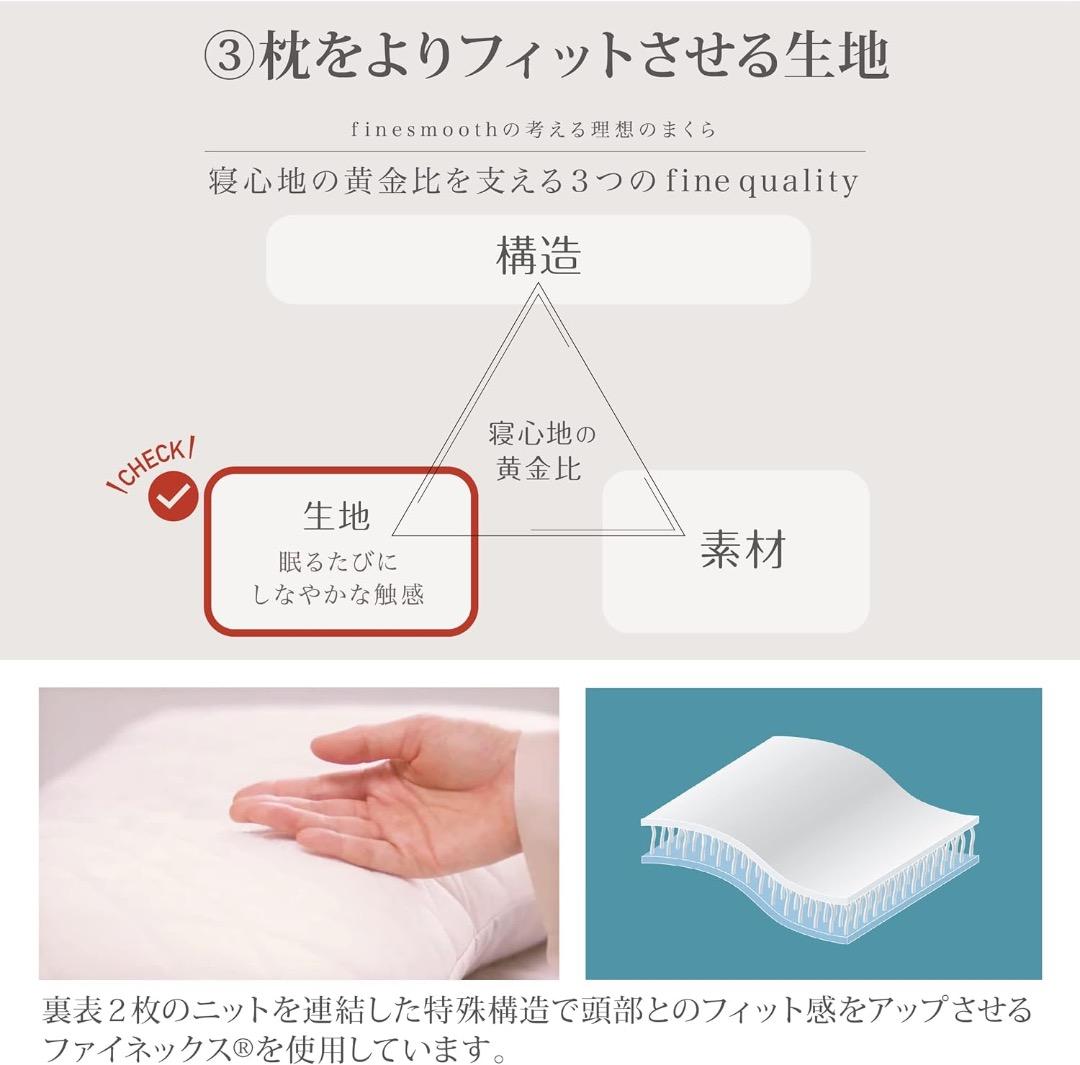 西川／「ファインスムーズ（高め）」枕／備長炭パイプ・中古・超美品！