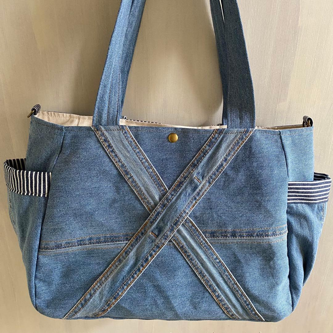 サロペット　デニムリメイク　トートバッグ