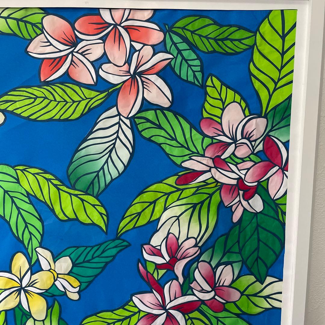 切り絵「プルメリア」　大きめの額縁