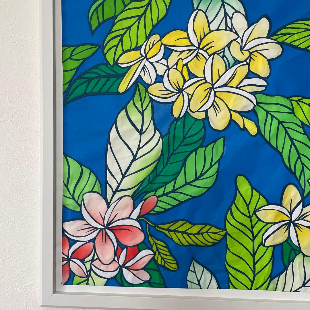 切り絵「プルメリア」　大きめの額縁