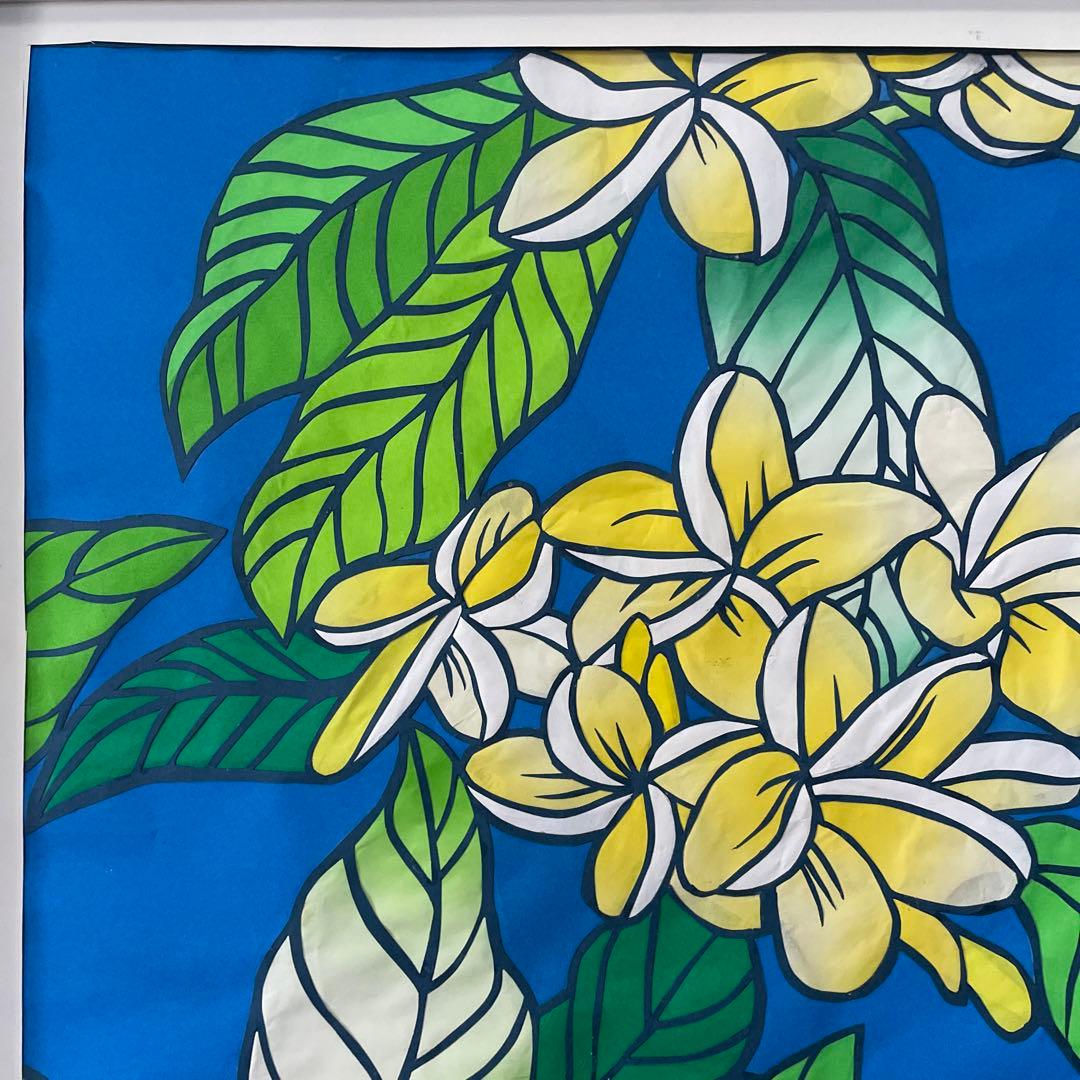切り絵「プルメリア」　大きめの額縁