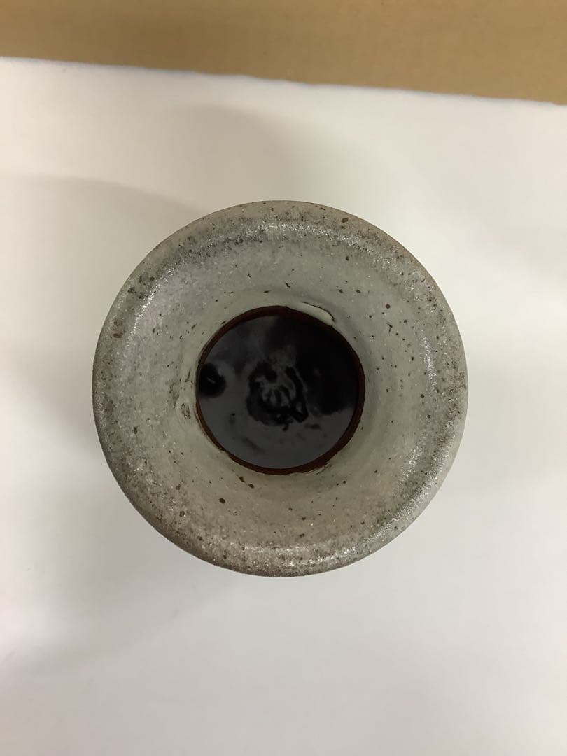 濱田友緒 地釉縞花瓶　木箱付き