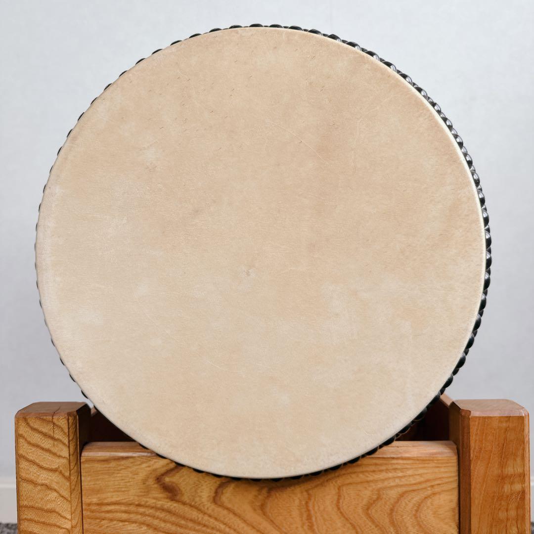 和太鼓 約1尺 くり抜き胴 台座 バチ付 夏祭り 三崎屋太鼓店