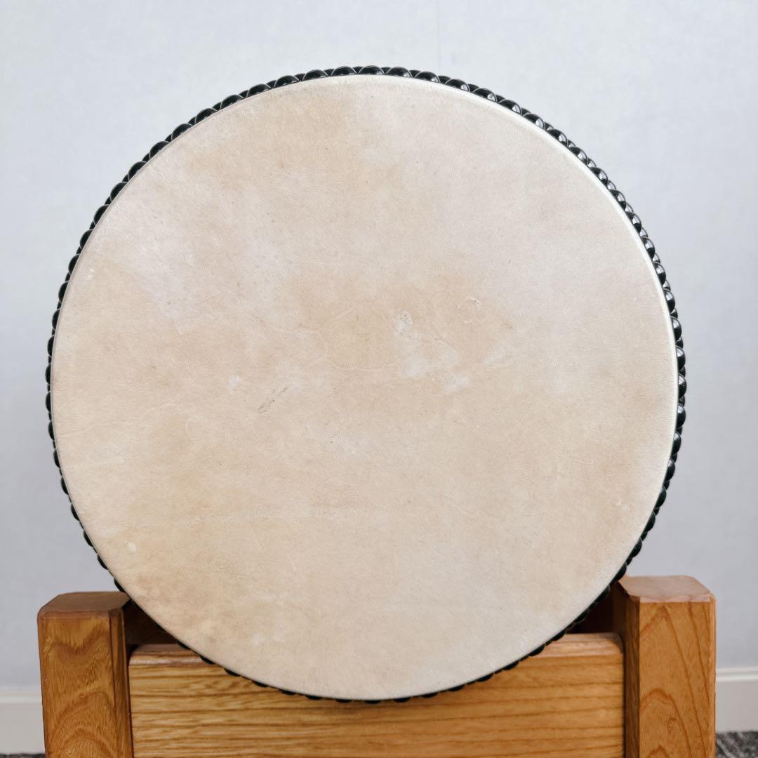 和太鼓 約1尺 くり抜き胴 台座 バチ付 夏祭り 三崎屋太鼓店