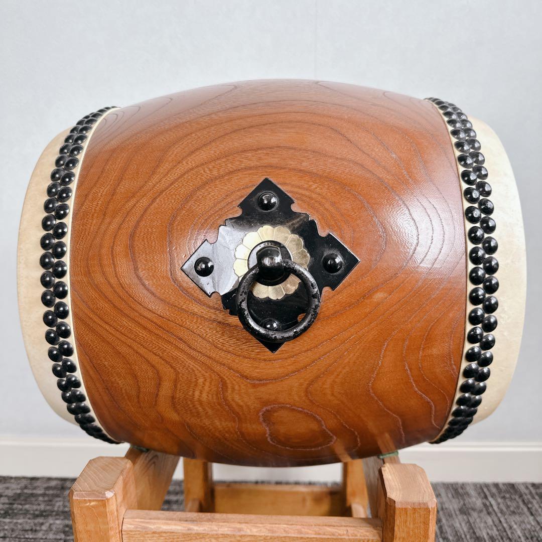 和太鼓 約1尺 くり抜き胴 台座 バチ付 夏祭り 三崎屋太鼓店