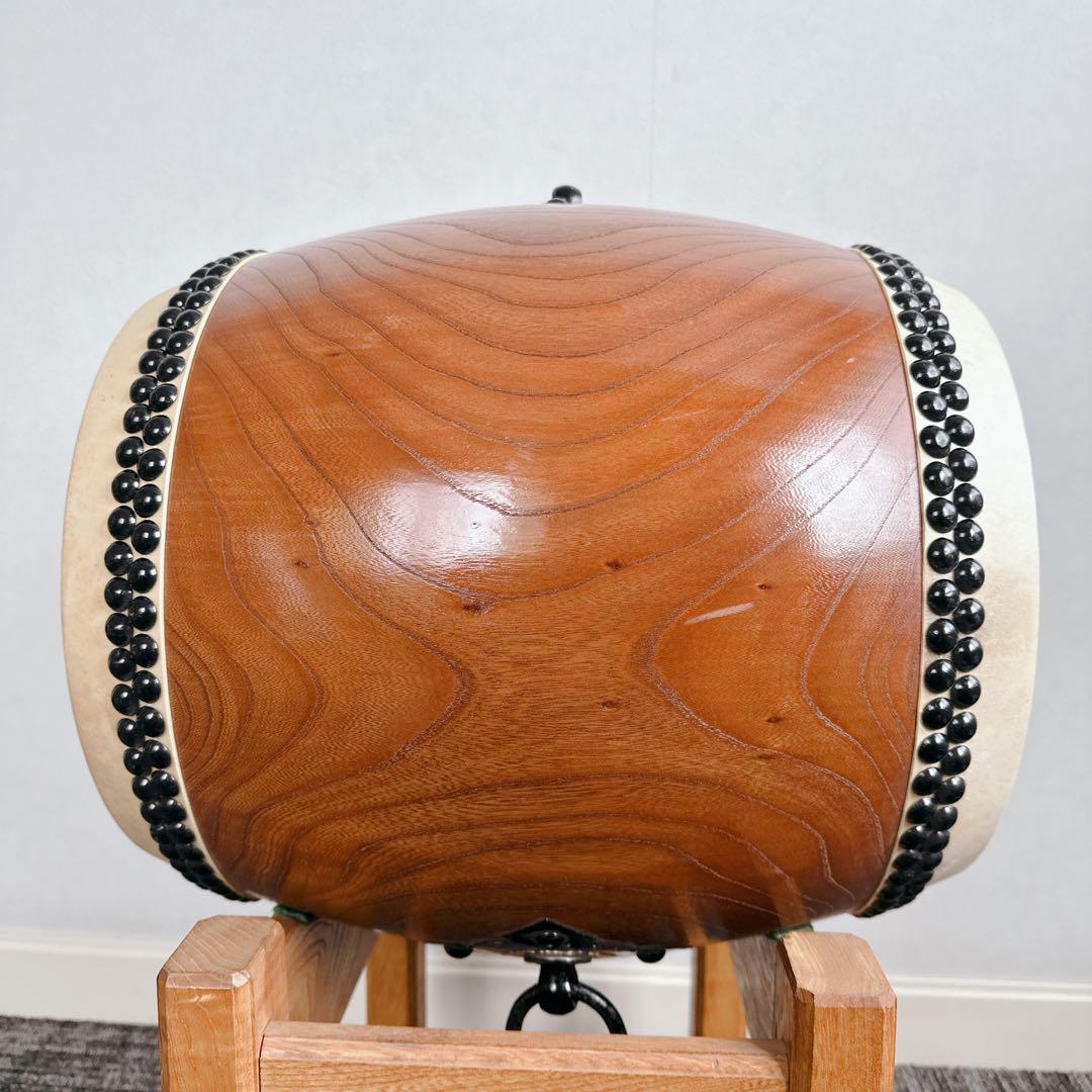 和太鼓 約1尺 くり抜き胴 台座 バチ付 夏祭り 三崎屋太鼓店