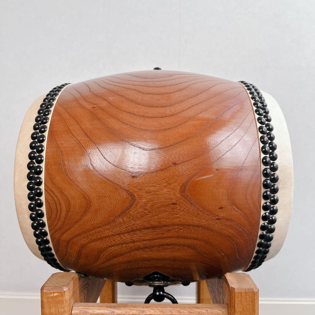 和太鼓 約1尺 くり抜き胴 台座 バチ付 夏祭り 三崎屋太鼓店
