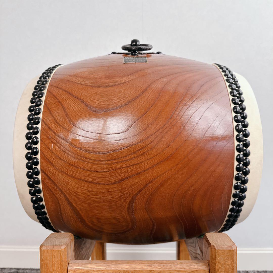 和太鼓 約1尺 くり抜き胴 台座 バチ付 夏祭り 三崎屋太鼓店