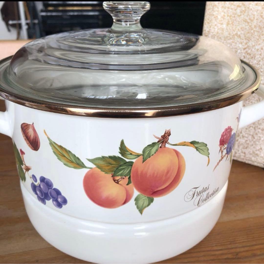 【新品・未使用】ejiry エジリー　ホーロー鍋　蒸し器　蒸し碗4客付き