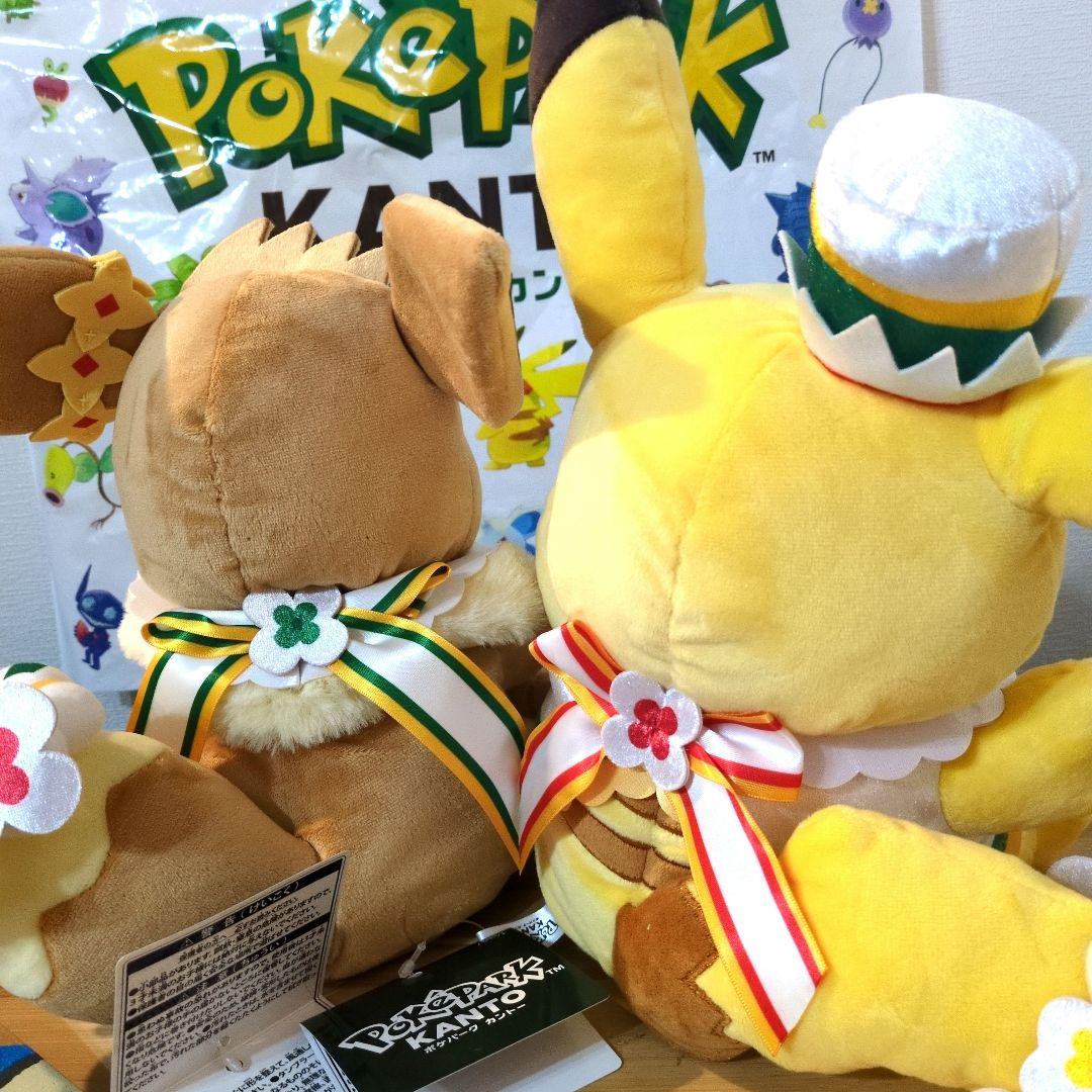【限定】ポケパーク カントー 中サイズぬいぐるみ パペット ピカチュウ&イーブイ