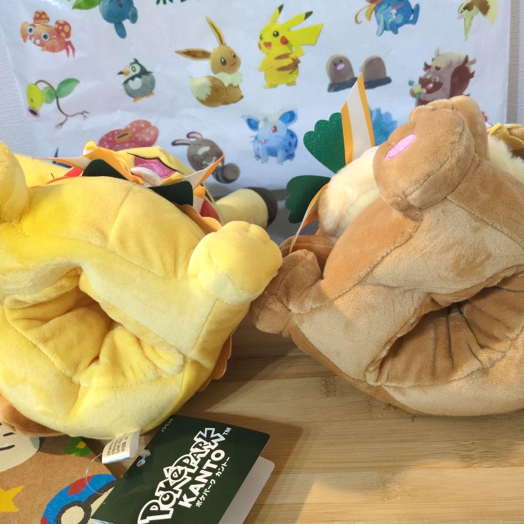 【限定】ポケパーク カントー 中サイズぬいぐるみ パペット ピカチュウ&イーブイ