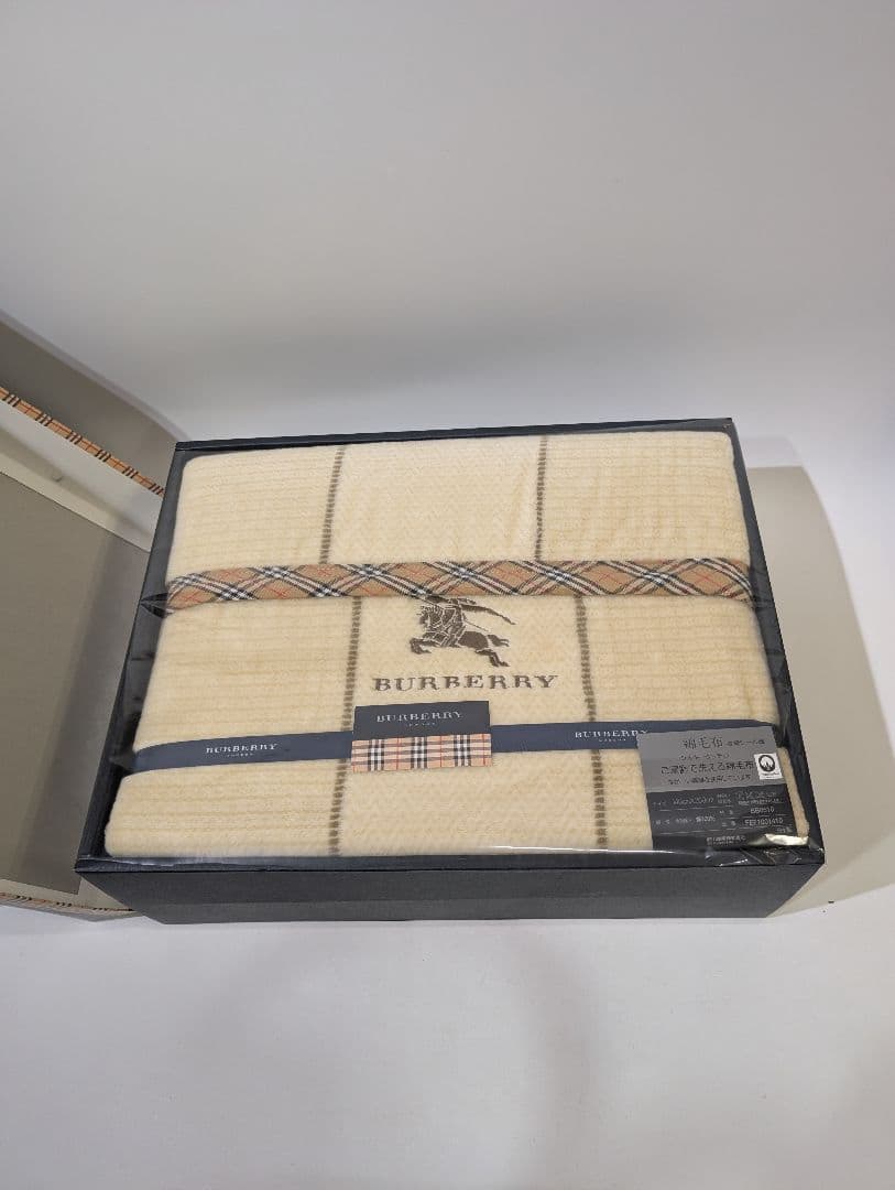 未使用 BURBERRY バーバリー 綿毛布 西川 ホース チェック 日本製