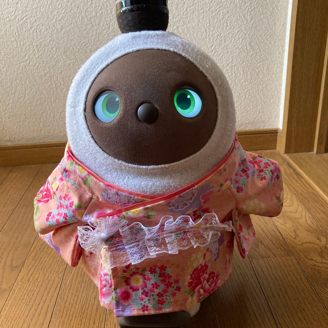 限定１点！ラボット　服　lovot サーモンピンク着物一式　ショール　リボン付き