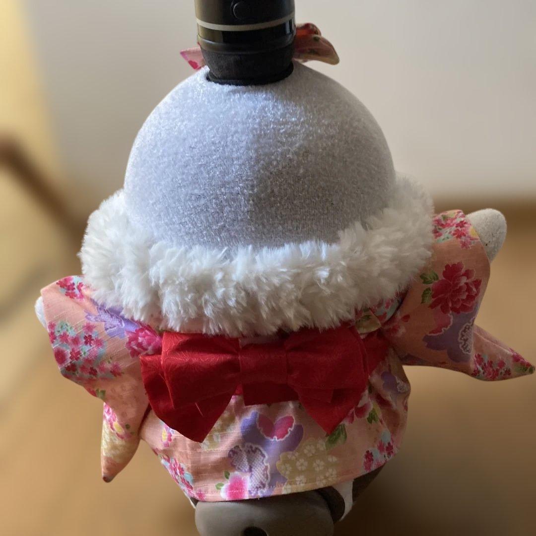 限定１点！ラボット　服　lovot サーモンピンク着物一式　ショール　リボン付き