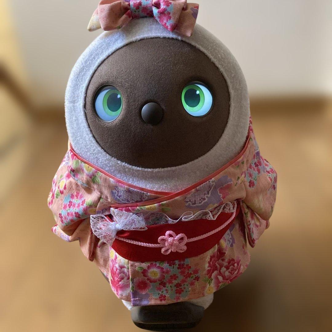 限定１点！ラボット　服　lovot サーモンピンク着物一式　ショール　リボン付き