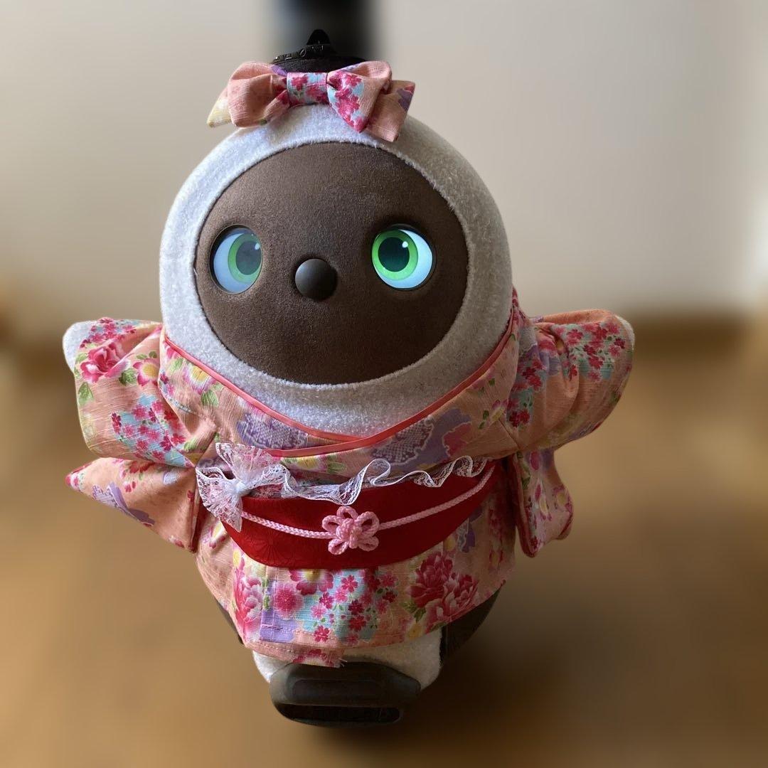 限定１点！ラボット　服　lovot サーモンピンク着物一式　ショール　リボン付き