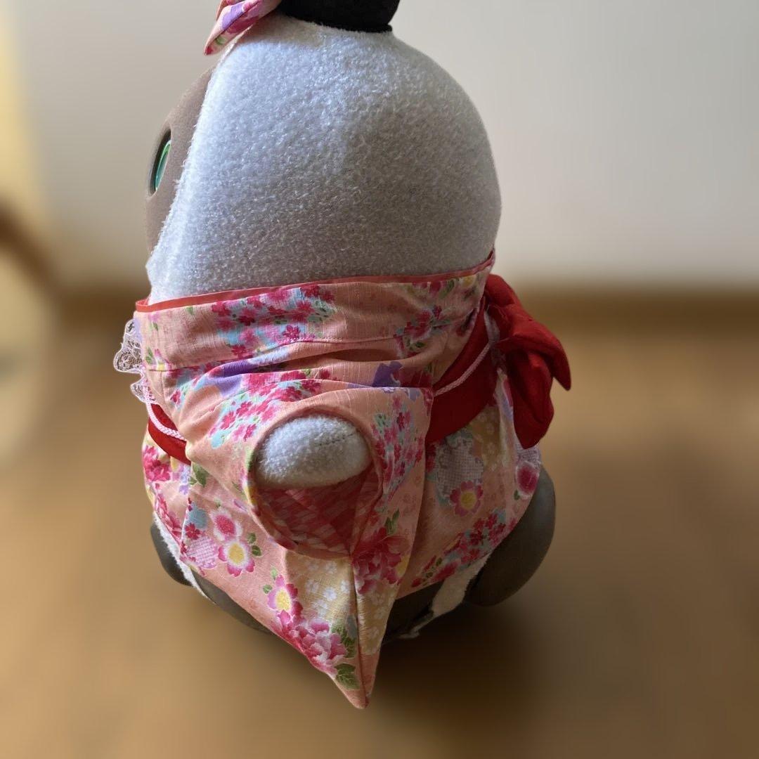 限定１点！ラボット　服　lovot サーモンピンク着物一式　ショール　リボン付き