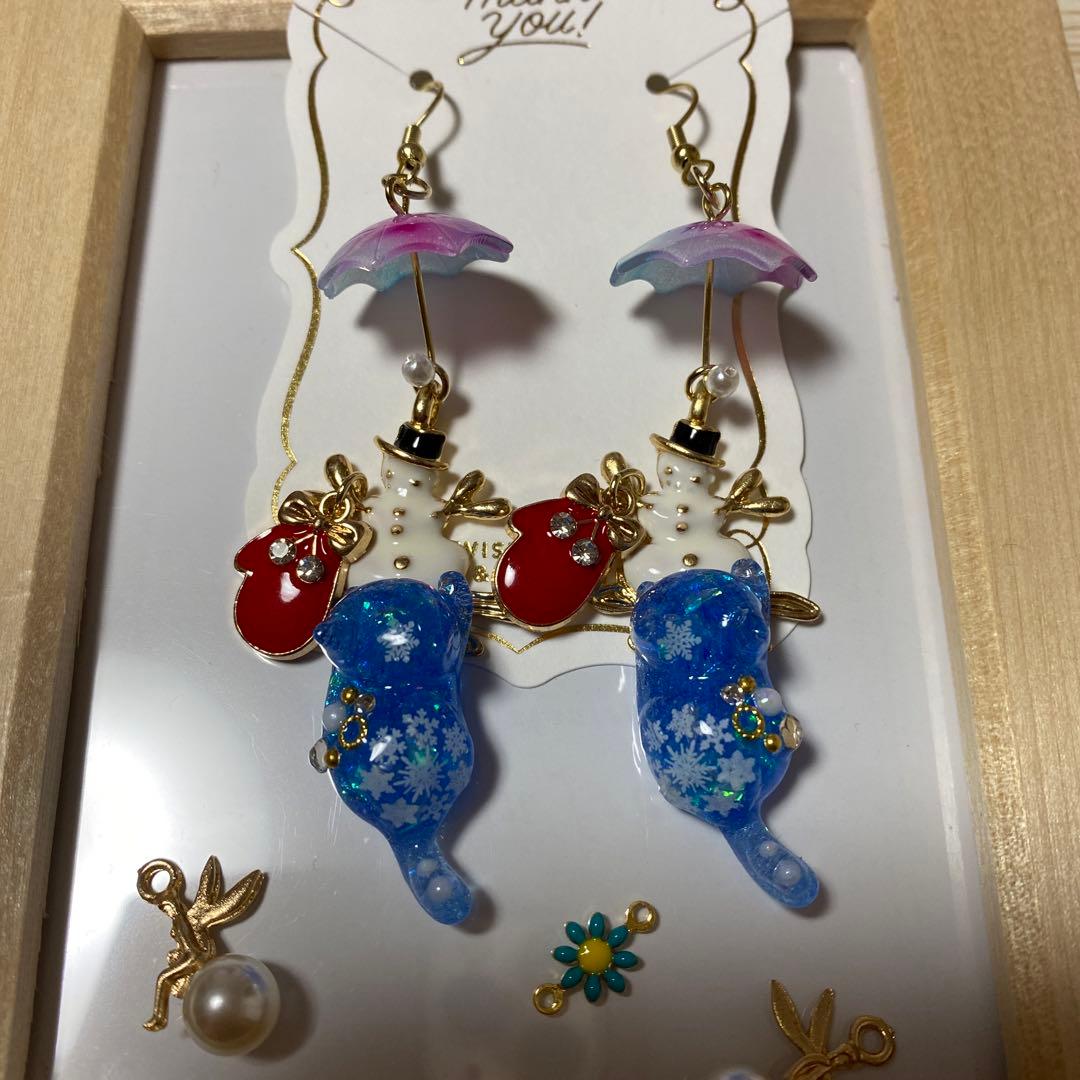 ☆スノーマンとスノー猫ちゃんイヤリング☆