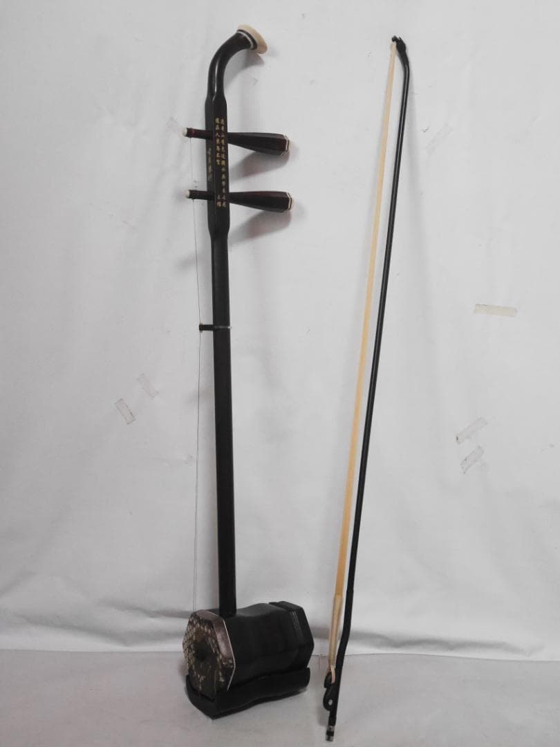 状態良品中古◆古月琴坊 高級楽器【二胡】紅木錦蛇皮　Dチューナー・ケース付