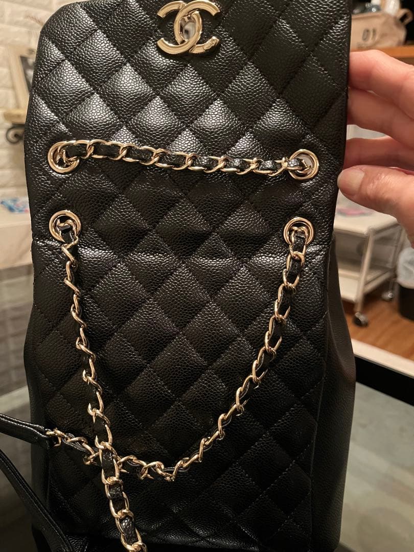 CHANEL ノベルティマトラッセバックパック カーフスキンゴールド金具